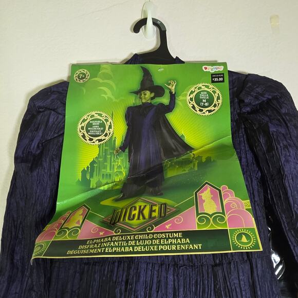 Wicked Elphaba Dress With Cape & Hat Halloween Costume Size Girls 7-8 - Picture 3 of 7